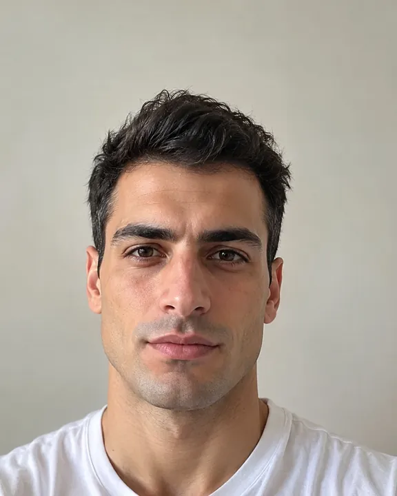 Clean-shaven man with short dark hair, the original photo