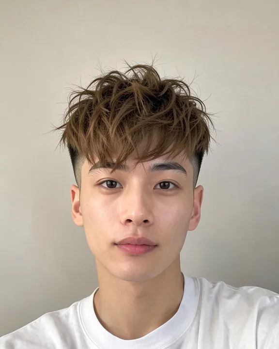 Young man with a textured crop and faded sides (AI preview)