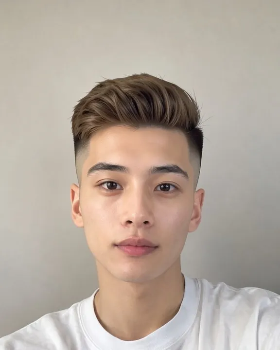Young man with a low taper fade and a swept textured top (AI preview)