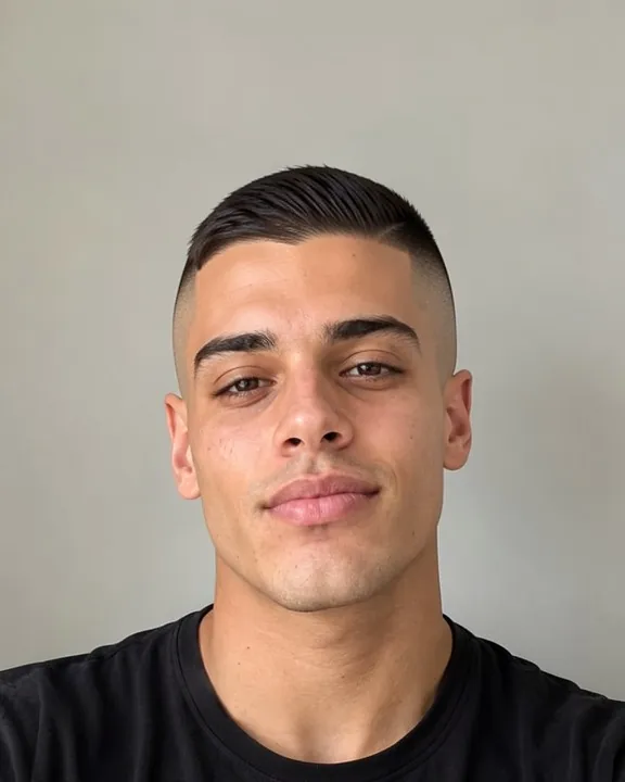 Man with a high fade: sides faded close to the skin up to the top of the head (AI preview)
