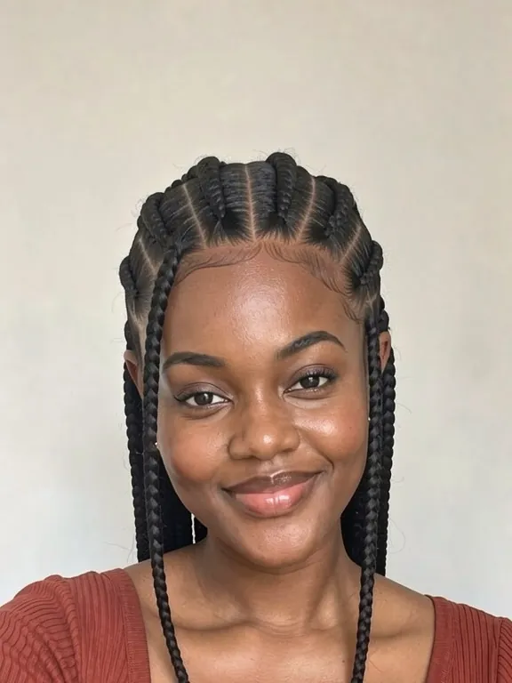 Woman with straight-back cornrows braided flat to the scalp (AI preview)