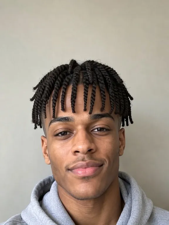 Young man with short two-strand twists and a tapered fade (AI preview)